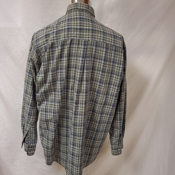 Wrangler Rugged Wear Mens XL Brown Stripe Plaid Long Sleeve Button Up Shirt - Picture 7 of 11
